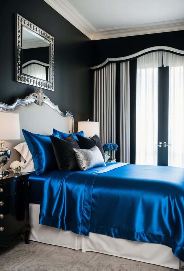 20 Royal Blue Black and Silver Bedroom Decor Ideas: Elegant Glamour ...