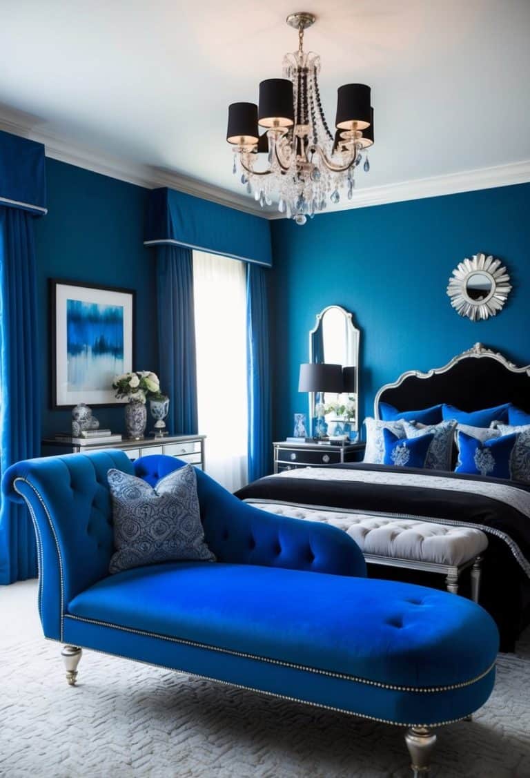 20 Royal Blue Black and Silver Bedroom Decor Ideas: Elegant Glamour ...