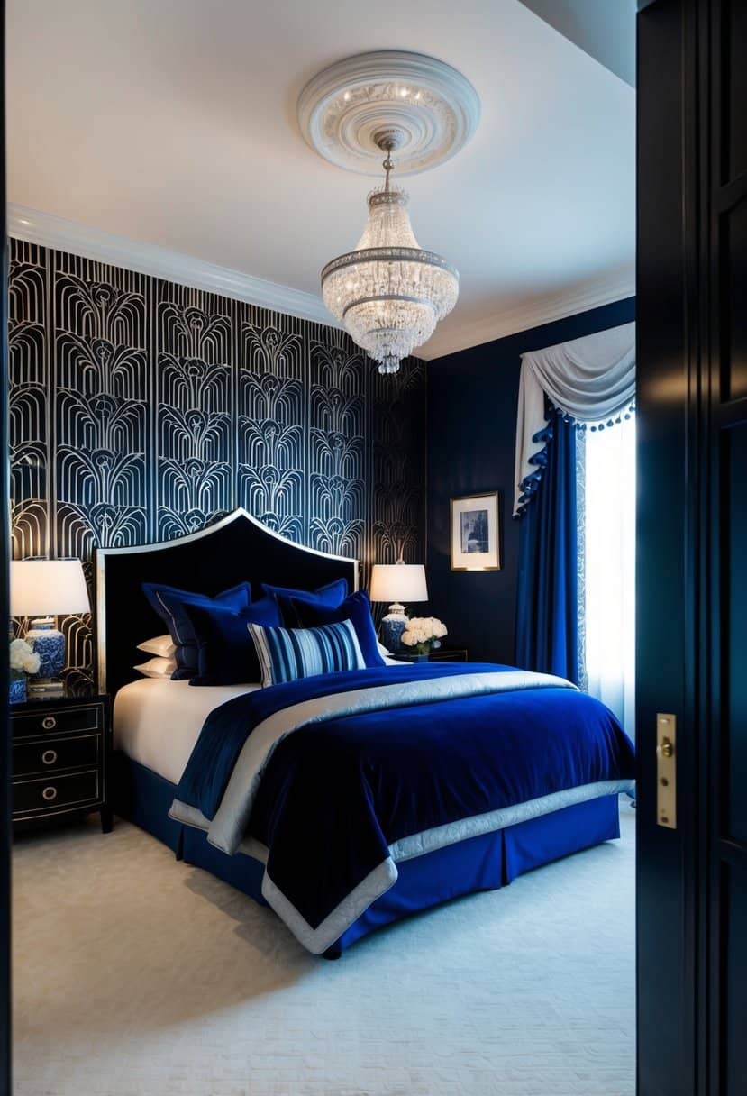 20 Royal Blue Black and Silver Bedroom Decor Ideas: Elegant Glamour ...
