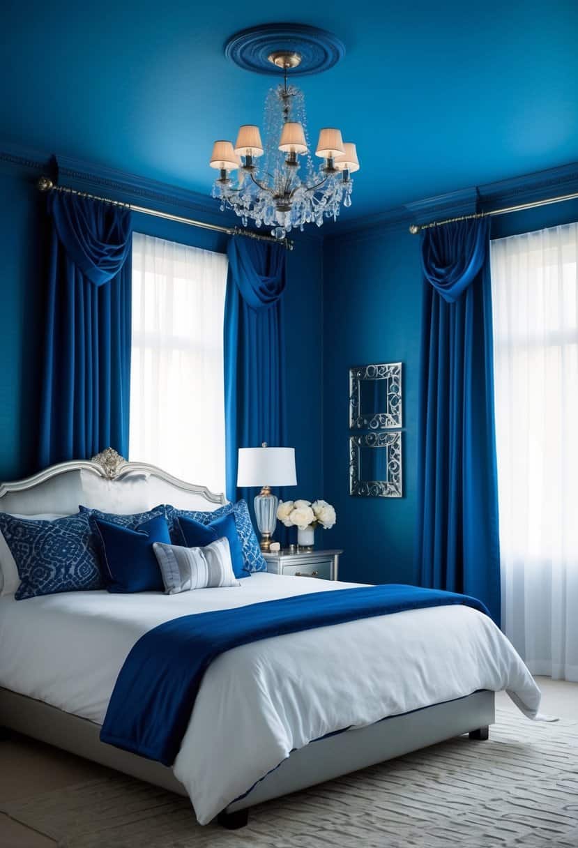 20 Royal Blue Black and Silver Bedroom Decor Ideas: Elegant Glamour ...