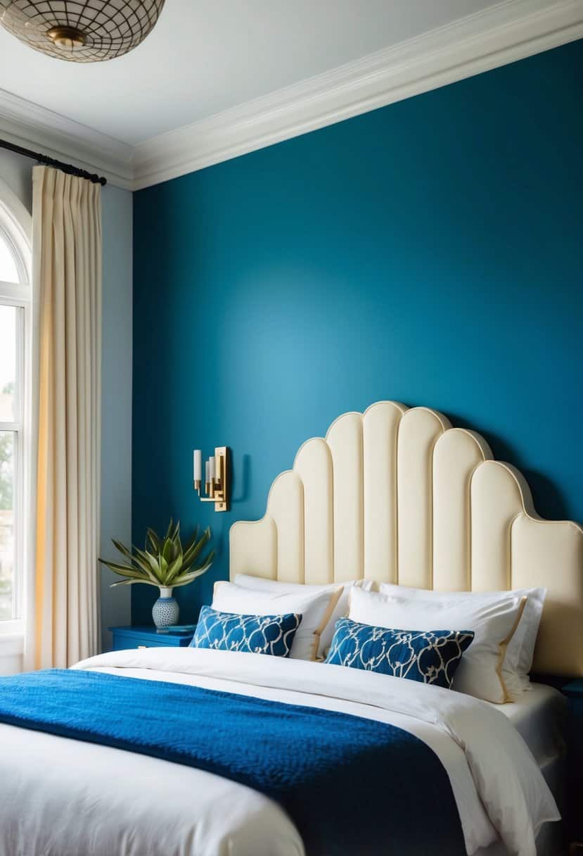 20 Cream Headboard Ideas for Bedroom with Blue Wall Color Combos
