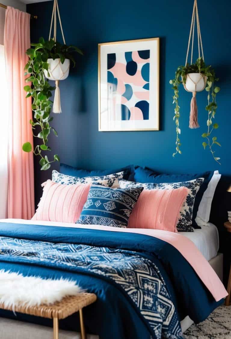 20 Navy Blue and Pink Bohemian Decor Ideas for Bedroom: Cozy Chic - Apartment Notes