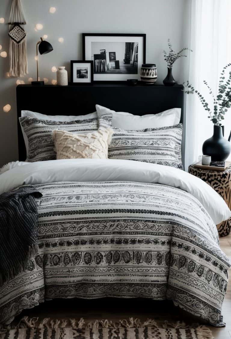 20 Boho White and Black Bedroom Decor Ideas - Apartment Notes