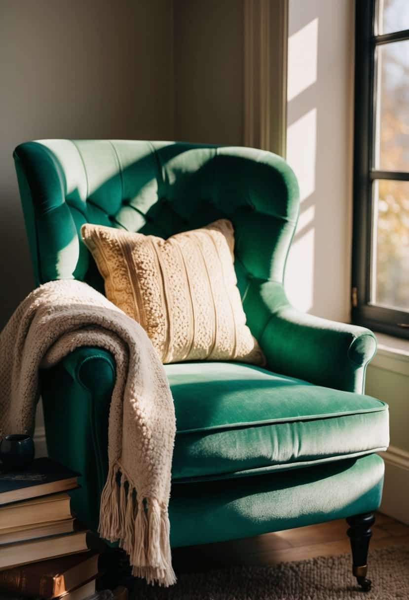 Illustration of Green Living Room Decor For A Small Space