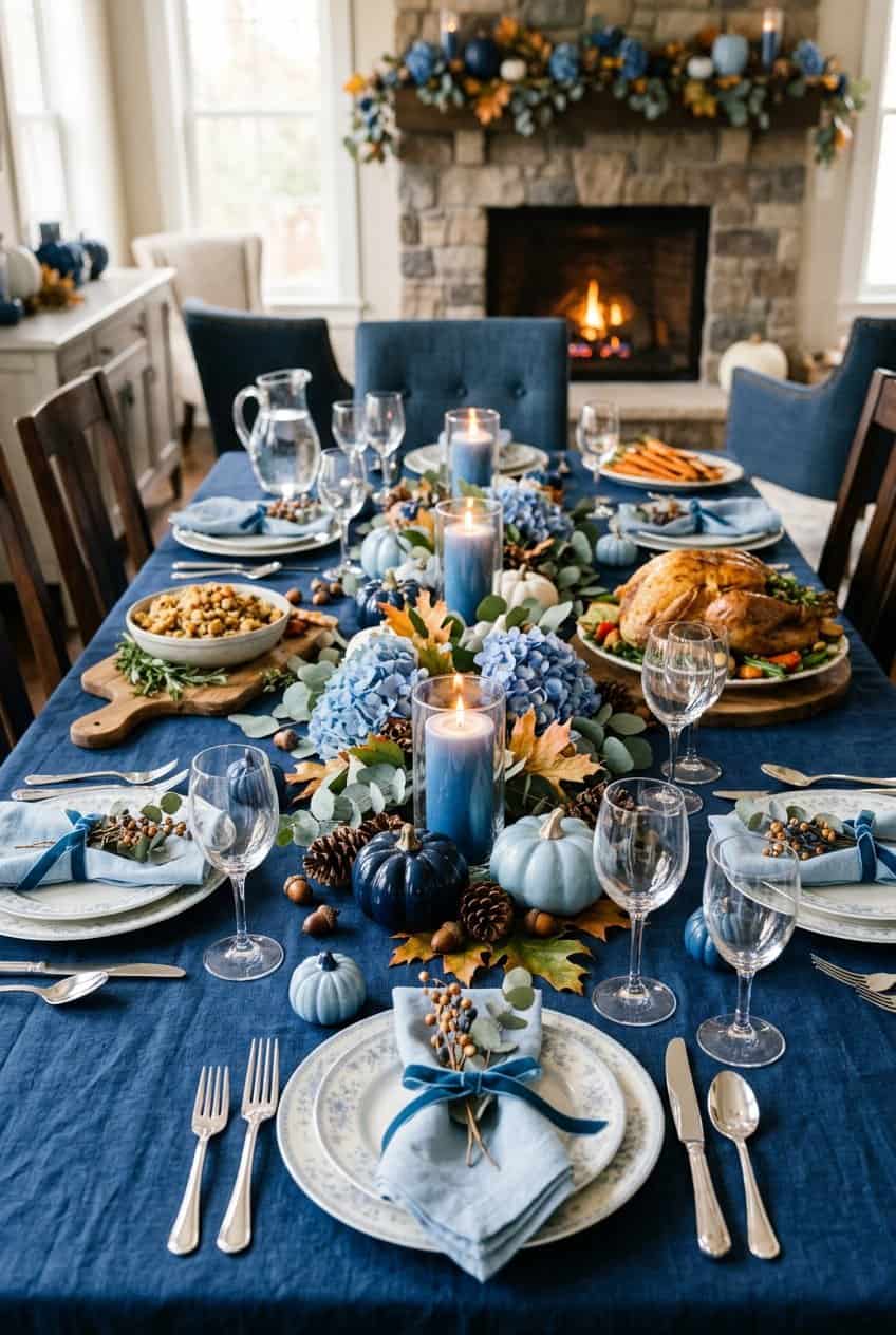 16 Blue Thanksgiving Table Decor Ideas To Try