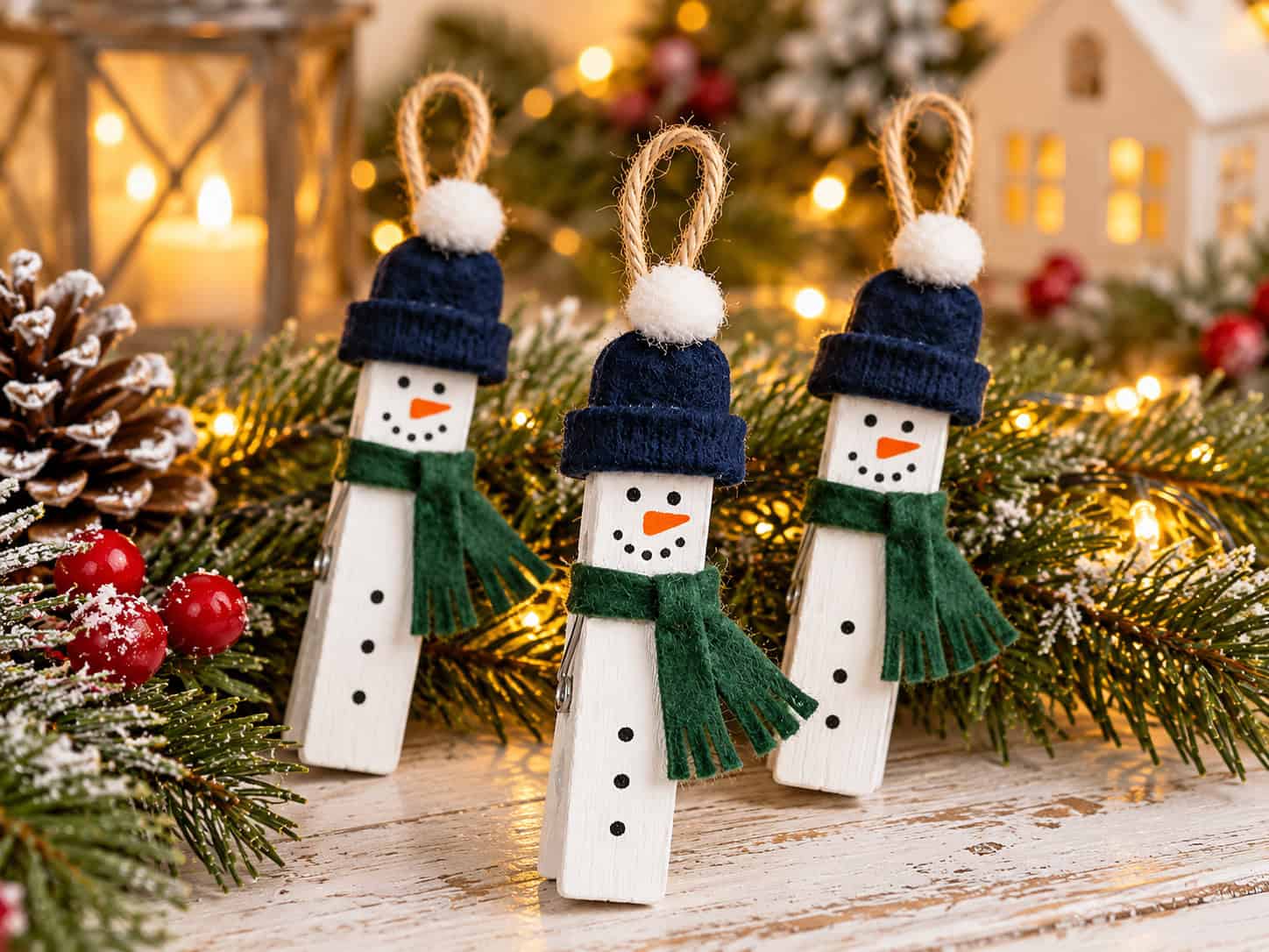 How to Make a Snowman Clothespin Ornament